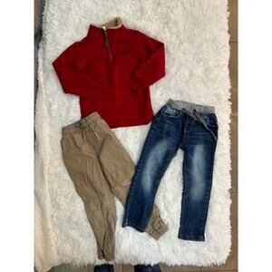 Toddler boys 4T quarter zip sweater, khaki pants, and jeans